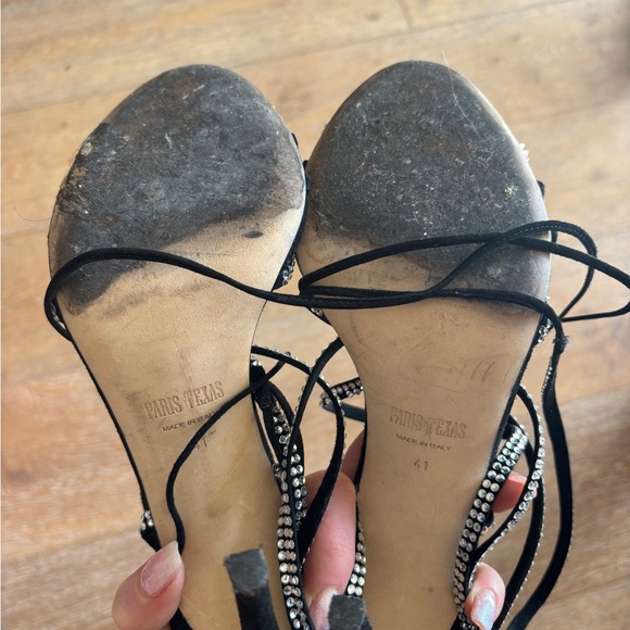 PARIS TEXAS Holly Nicole Black Diamond Lace Up Sandal - Size 41 - Picture 4 of 5
